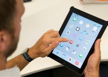 man using tablet