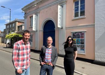 ECB Funding Black Shuck Festival Toby Hammond Cllr Dr Anthony Speca and Polly Wright Director of the Black Shuck Festival