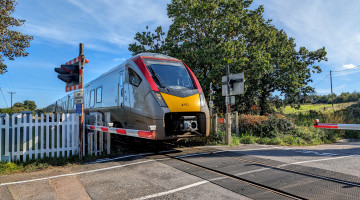 Train passing through a crossing 