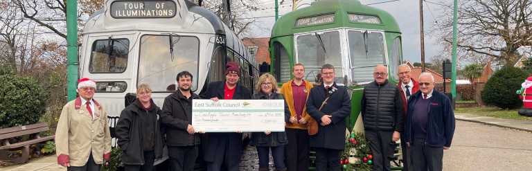 Cllr Smith with volunteers at East Anglia Transport Museum